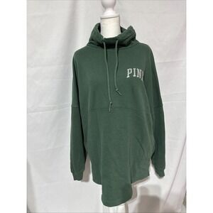 PINK Victoria's Secret Women's Funnel Sweatshirt Size Large Green W/Graphics